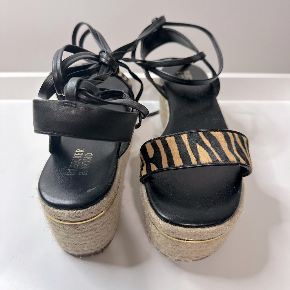 Bleecker & Bond Platform tie Strap with Animal Print Strap and Espadrille Base - Picture 3 of 4